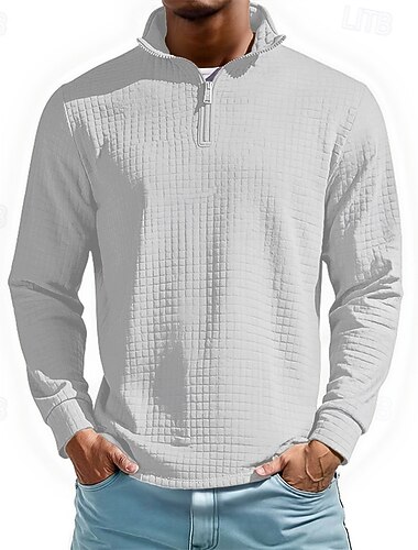  Pánské Polokošile Polo na čtvrt zip Denní nošení Rande Čtvrtletní zip Dlouhý rukáv Módní Základní Bez vzoru Zip Jaro Podzim Běžný Fialová Černá Bílá Námořnická modř Světle šedá Armádní zelená