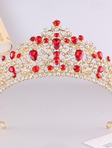  Couronnes Coiffe Strass Alliage Mariage Anniversaire Élégant Mignon Avec Strass Casque Couvre-chef