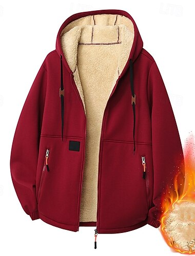  Herre Hattetrøje Hettegenser med full glidelås Hettegenser med glidelås Hettegensere med glidelås Sherpa Fleece Hettegenser Svart Militærgrønn Rød kaffe Med hette عادي Snorer Ta igjen glidelåsen Lomme