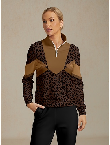  Dames Trui met capuchon Bruin Lange mouw Kleding Bovenlichaam Dames golfkleding kleding outfits draag kleding