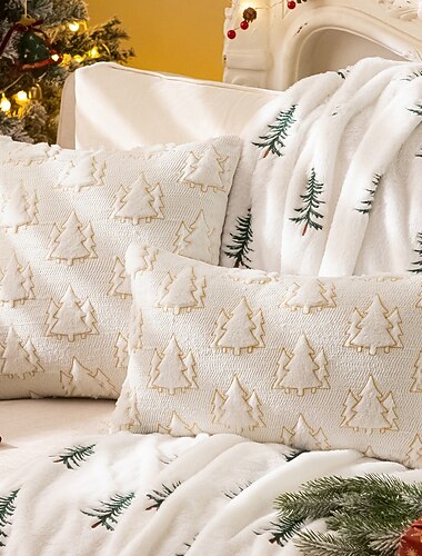  Poszewka na poduszkę świąteczną, 1 kwadratowa poszewka na poduszkę w stylu boho z zamkiem błyskawicznym, tradycyjna klasyczna dekoracja świątecznej sofy