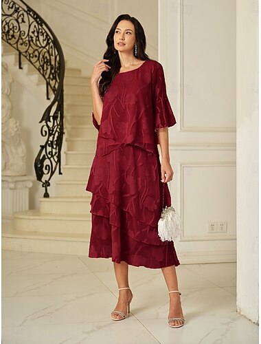  Dames Elegant Casual Midi Medium Taille Rokken Kant Ruche Onregelmatige zoom Micro-elastisch Afspraakje Casual / Dagelijks Wijn Lente, Herfst, Winter, Zomer Polyester