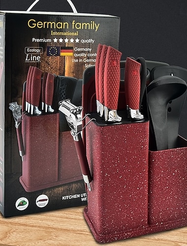  veitsisetti monitoiminen täysi veitsisetti 12-osainen keittiön leikkuulauta ruostumattomasta teräksestä valmistettu keittiöveitsisakset jalustalla