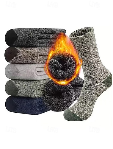  Calcetines térmicos de algodón para hombre: suaves, cálidos, 5 pares, perfectos para el invierno, actividades al aire libre y como regalo de Navidad.