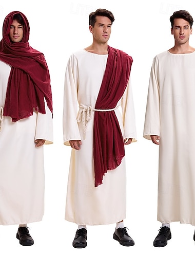  Jezus Narodzenia Józefa Kostium Wymyślny kostium Stroje na świąteczne widowiska Męskie Kostium cosplay Świąteczny kostium Doroślu Święta Nowy Rok Spektakl Impreza Szalik Śpiochy dla dorosłych