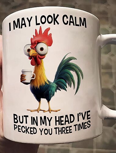  Rolig presentmugg Jag kanske ser lugn ut men i mitt huvud har jag pickat dig tre gånger Keramisk kaffekopp för kycklingälskare Kontor Hem Humor Gåva