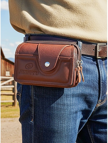  Carteira de cinto masculina em couro legítimo – nas cores preto e marrom, design moderno e prático para uso diário.