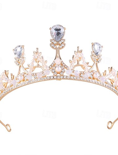  Couronnes Coiffe Alliage Mariage Anniversaire Élégant Avec Strass Perle Casque Couvre-chef