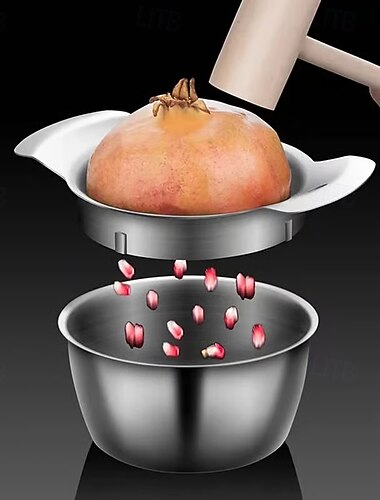  Strumento 3 in 1 per sbucciare il melograno con martello: robusto raccoglitore di carne in acciaio inossidabile 304, coltello per aprire la frutta &separatore - raccoglitore manuale di melograni per
