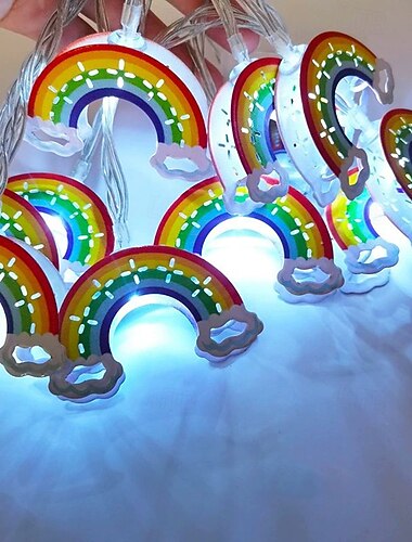  Jern Regnbue LED Eventyr Lyskjede Tre Krans Lys 1.5m 10 LEDs Batteridrevet Nyttårs Fest Bryllup Barnerom Dekorative Henge Lys