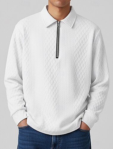  Herren Pullover Sweatshirt Reißverschluss-Polo Urlaub Straße Reißverschluss Langarm Mode Basic Einfach Mode Frühling & Herbst Ganzjahres Bequeme Passform Schwarz Weiß Kaki Dunkelgray Pullover