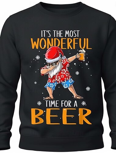  Homme Lettre Motif de flocon de neige Bière Sweatshirt Sweat-shirt manche longue Sweat-shirt Col ras du cou Noël Occasionnel Grand et Long Sport & Loisir Quotidien Sports Imprimé Automne & Hiver