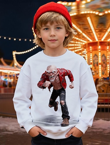  Jungen 3D Grafik Cartoon Sweatshirt Langarm Frühling Herbst Mode Basic Kinder 4-12 Jahre Rundhalsausschnitt Outdoor Lässig Täglich Normale Passform