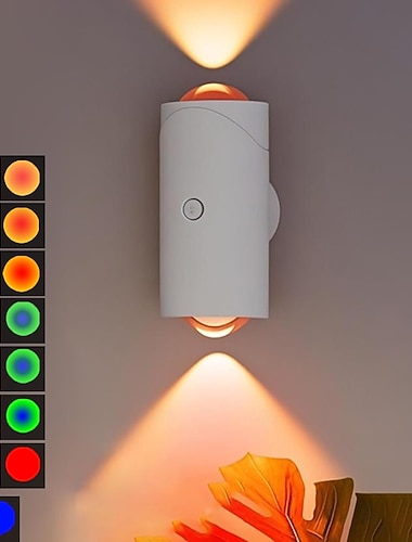  Bezprzewodowy kinkiet ścienny LED z 7 zmieniającymi się kolorami, czujnik ruchu, oświetlenie wewnętrzne, zasilany akumulatorem 1500 mAh, kinkiety ścienne do sypialni, przy łóżku, na korytarzu, na