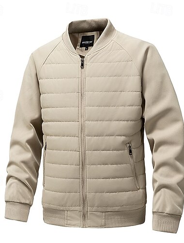  Per uomo Cappotto Invernale Giacca trapuntata Giacca Imbottita Tasca Trapuntata Poliestere All'aperto Casuale Quotidiano Regolare Moda Streetwear Contemporaneo Calore Termico Inverno Tinta unica Nero