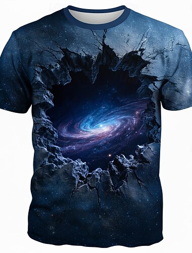  Miesten 3D Print Universumi 3D T-paita Lyhythihainen T-paita 3D-tulostus Tiukka pyöreä kaula-aukko Paita Liioiteltu Suunnittelija Juhla Päivittäin Pyhäpäivä Sininen 3# Sininen 2# Sininen 1# Kes