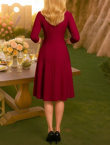  فستان حفلة بطول شاي على شكل حرف A فستان كوكتيل فستان ضيف زفاف فستان والدة العروس بأكمام نصف وياقة على شكل V أنيق عتيق فاخر مع تطريز دبابيس