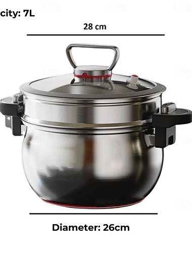  Mikrotrykksgryte med glasslokk for flere kokeplater (7 l)