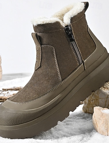  stivali invernali da uomo marroni foderati di pelliccia: calzature impermeabili, isolanti ed eleganti per gli sport invernali, il tempo nevoso e le avventure all'aria aperta
