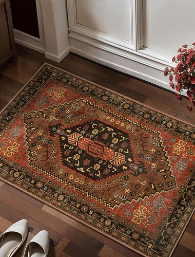  Ovimatto vintage persialaistyylinen kristallisametti eteisen matto likaa hylkivä helppohoitoinen etuoven matto eteiseen, keittiöön, sisätiloihin, sisustukseen