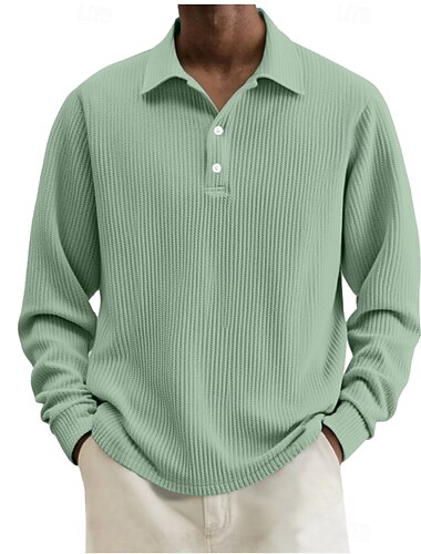  Herren Cordhemd Textur Lässig Sport Revers Langarm Mode Basic Farbblock Einfach Knöpfe Warm Herbst Frühling & Herbst Herbst Winter Normale Passform Schwarz Leicht Grün Hellblau Marineblau Khaki Grau