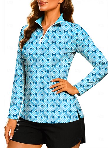  Dámské Geometrický Barevné bloky Abstraktní umění Topy Tričko Sportovní košile Turistická polokošile Dlouhý rukáv Puntíky S proužky Tisk UPF50+ Odolná proti UV záření Ochrana proti UV zářen