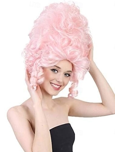  Perruque femme style rococo révolution française personnage reine cosplay perruque cap sans cap respirant en fibres synthétiques