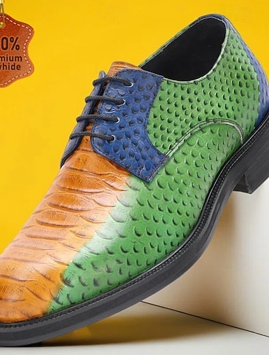  Herren Elegante Schuhe Spaziergang Klassisch Leder Italienisches Vollnarbenleder Rutschfest Schnürung Rot Grün Sommer Frühling
