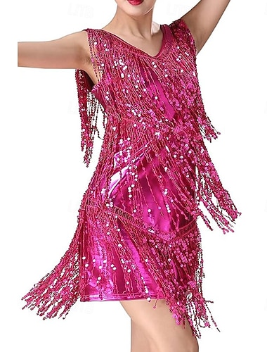  Robe de danse des années 1920 samba pour femmes robe à franges en sequins flapper latin rumba robes de danse salsa tango costume de performance