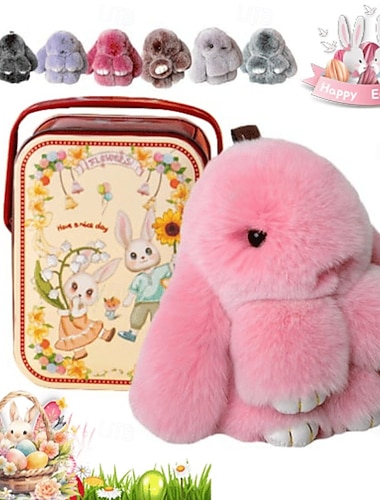  Miękki brelok z króliczkiem z cyny, ręcznie robiony miękki brelok z uroczym pluszowym króliczkiem, prezent świąteczny do plecaka, brelok do torby