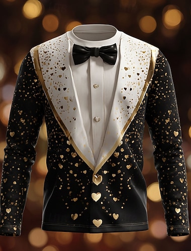  Noël Homme Costume de Noël Smoking T-shirt manche longue T-shirt Impression 3D Col ras du cou Chemise Mode Basique 3D Rue Occasionnel Quotidien Noir Bleu Vert Été Printemps Vêtement Tenue S M L XL