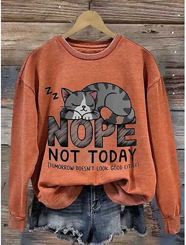  Per donna Felpa Pullover Grafico Animale Lettera Casual Manica Lunga Girocollo Top Regolari Streetwear Abbigliamento Quotidiano Casuale Stampato Blu Bianco Arancione Verde Autunno Inverno