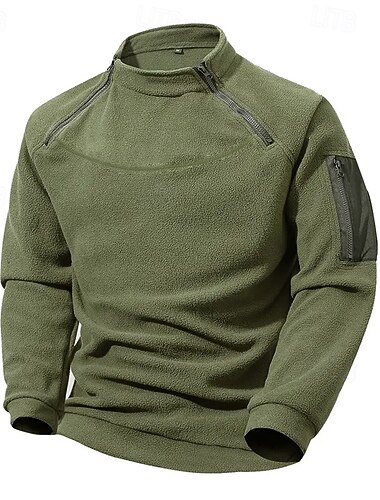  Homens Moletom Moletom de lã Moletom com zíper Moletom Tático Preto Verde Tropa Azul Marinha Cáqui Cinzento Escuro Gola Alta Tecido Zíper Bolsos Desportos e Ar livre Casual Diário Roupa de rua Legal
