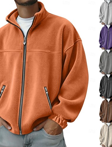  Pánské Outdoorová bunda Fleecová bunda Formální Domů Zahřívací Kapsy Základní Jaro Podzim Zima Pevná barva Aktivní Neutrální Košilový límec Standardní Tmavě šedá Černá Fialová Oranžová Světle šedá
