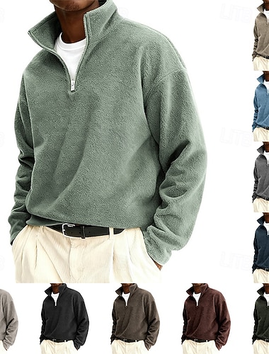  Miesten College Fleece-collegepaita Aja sivuun Quarter vetoketjullinen collegepaita Musta Vaalean vihreä Laivaston sininen Tumman vihreä Ruskea Pystykaulus Tavallinen Tilkkutäkki Urheilu ja ulkoilu