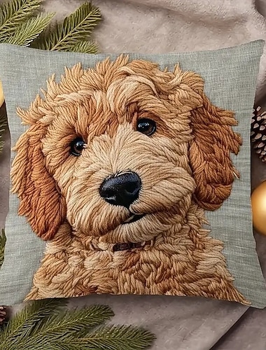  ヴィンテージスタイルの犬用枕カバー。2Dフラットプリントのデジタルアートワーク。洗濯機で洗えるジッパー開閉。ソファやリビングルーム、寝室のアクセントに最適な装飾クッションカバー。