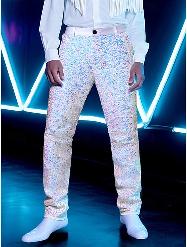  Homme Pantalons Dress Pants works Couleur Unie Formel Mariage Soirée Mode Élégant Blanche