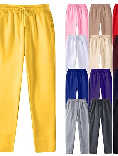  Homme Joggings Pantalon Jogging Pantalon Jogger Pantalon de survêtement à jambe droite Poche Cordon Taille elastique Plein Confort Respirable Extérieur du quotidien Sortie Mode Décontractées Noir