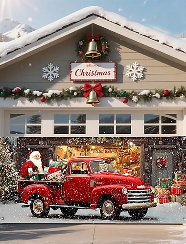  Święta gobelin Osłona bramy garażowej Duży wiszący Samochód Prezent Święty Mikołaj Śłodkie 3D Impreza Obuwie turystyczne Motyw świąteczny Tła do zdjęć Podwórze Wystrój domu