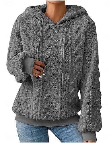  Női Pulóver Hoodie pulóver Sima Alkalmi Hosszú ujj Kapucni Normál felsők Utca Hétköznapi Forgásc Arcpír rózsaszín Rubin Khakizöld Szürke Ősz Tél