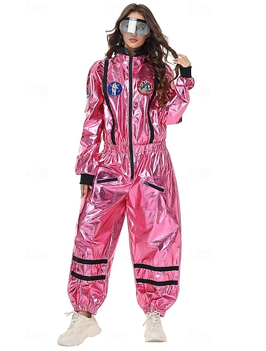  Ausgefallene Kostüme Overall Uniform Astronaut Galaxy Girl Cosplay-Kostüm Metallisch Erwachsene Damen Halloween Karneval Party Leistung Verkleiden