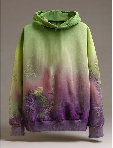 Dame Pullover hettegenser-genser Blomstret Grafisk Elegant Årgang Vestlig Langermet Med hette Vanlige topper Hjem Arbeid Gate Blå Rosa Grønn Vår Høst Vinter
