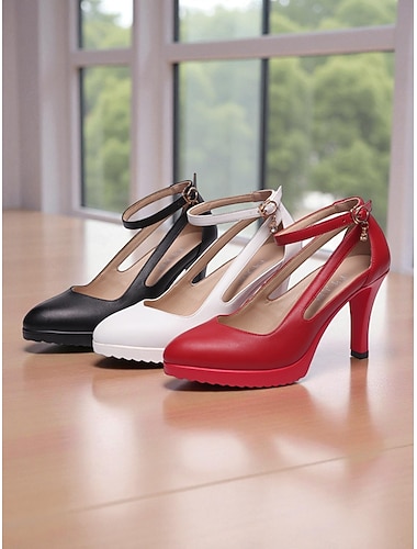  Klassiske damesko med spiss tå og høy hæl – stilige ankelreimsko som er komfortable for kontor, fester og formelle arrangementer