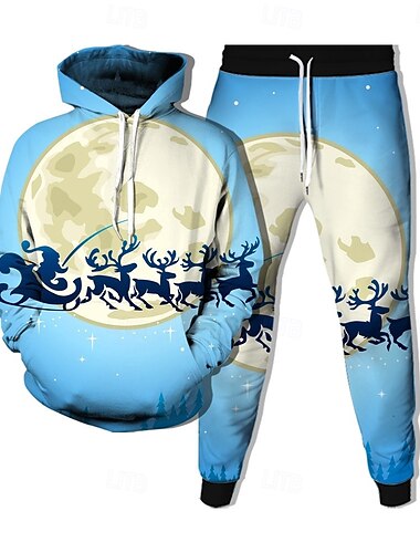  Γραφικά Σχέδια Φουσκωτό μακρύ Σύνολα Φούτερ με Κουκούλα Φόρμα Γραφικό για Για Ζευγάρια Ανδρικά Γυναικεία Ενηλίκων 3D εκτύπωση για Χριστούγεννα Απόκριες Μασκάρεμα Πάρτι Φεστιβάλ