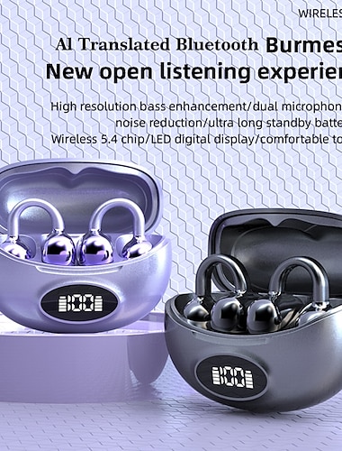  ai draadloze hoofdtelefoon sport bluetooth 5.3 hi-res ultra open oordopjes oorbellen clip vertaling oordopjes ipx5