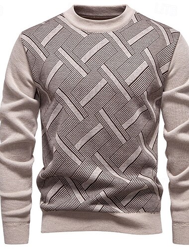  Herren Pullover Strickpullover Gerippt Stricken Normale Oberteile Gestrickt Geometrisch Rundhalsausschnitt Mode Basic Urlaub Alltagskleidung Bekleidung Herbst Winter Blau Wein L XL 2XL