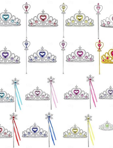  Sprookjesprinses Elsa tiara accessoires set meisjes film cosplay schattig Halloween rood hart lichtgroen perzik hart Phnom Penh gele diamanten tiara's toverstaf Halloween maskerade kostuums