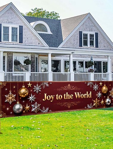  Kerst buitenbanner festivalthema fantasiedecoratie "sluit je aan bij de wereld" vakantie tuinmuur of garagedeur scène afdekking