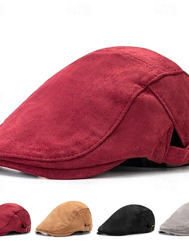  Miesten Matala lippis Ascot hattu Newsboy-hattu Musta Viini Polyesteri Muoti Vapaa-aika Katu Päivittäin Tavallinen Säädettävä Aurinkovoide Hengittävä