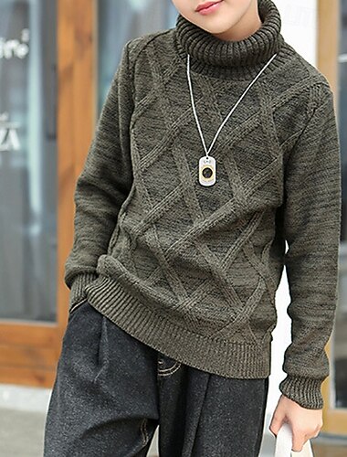  Barn Gutt Turtleneck genser Helfarge Langermet Hold Varm utendørs Mote Blå Høst Klær 4-12 år